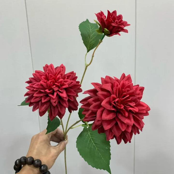 Fake Dahlia Flower with 3 Blooms