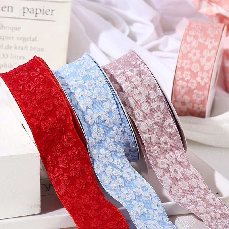 10 Yards / 3D Flower Wrinkle Embossment Ribbon