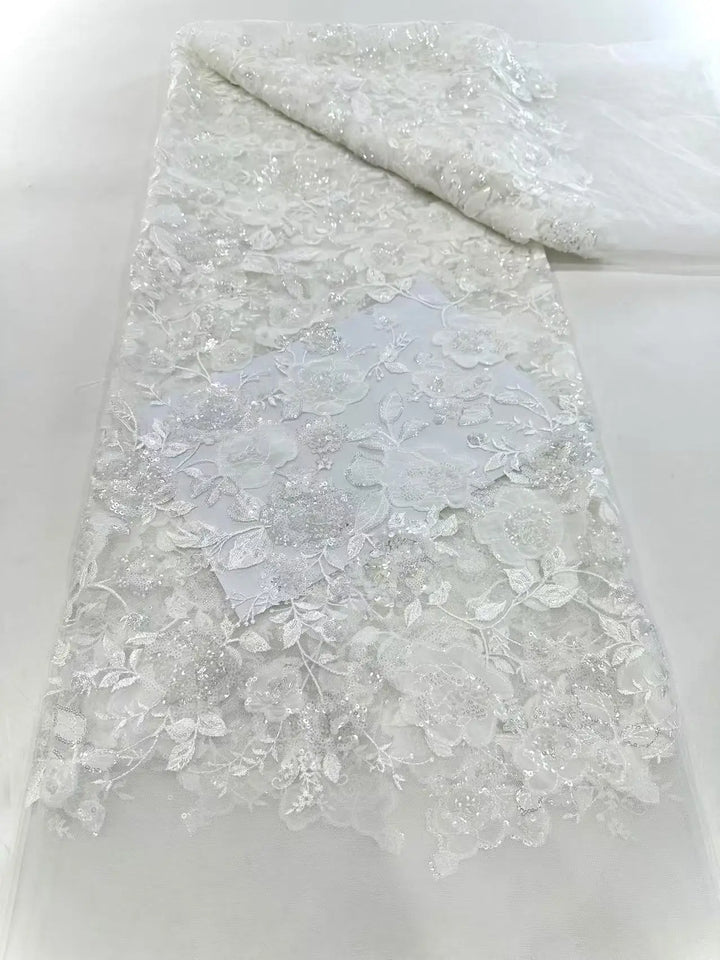 5 YARDS / 7 COLORS / HERAKLES Sequin Beaded Embroidery Glitter Mesh Dress Lace Fabric