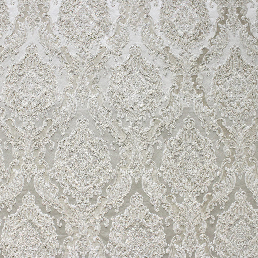 Eldenburg Ivory Textured Damask Jacquard Brocade Fabric