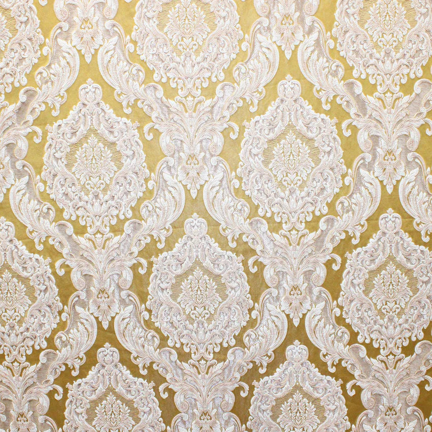 Eldenburg Gold Ivory Textured Damask Jacquard Brocade Fabric
