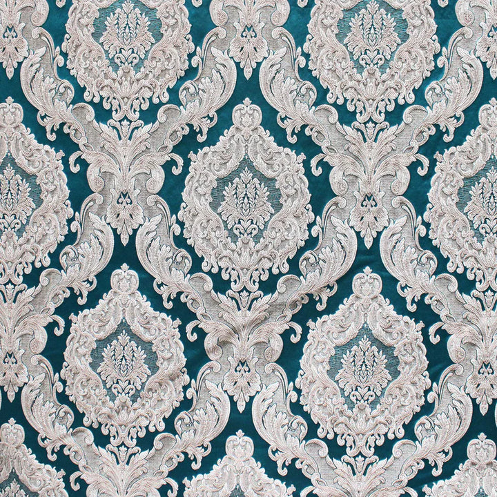 Eldenburg Peacock Blue Textured Damask Jacquard Brocade Fabric