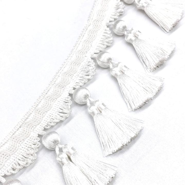 4" Valletta Off-White Tassel Trim Fringe