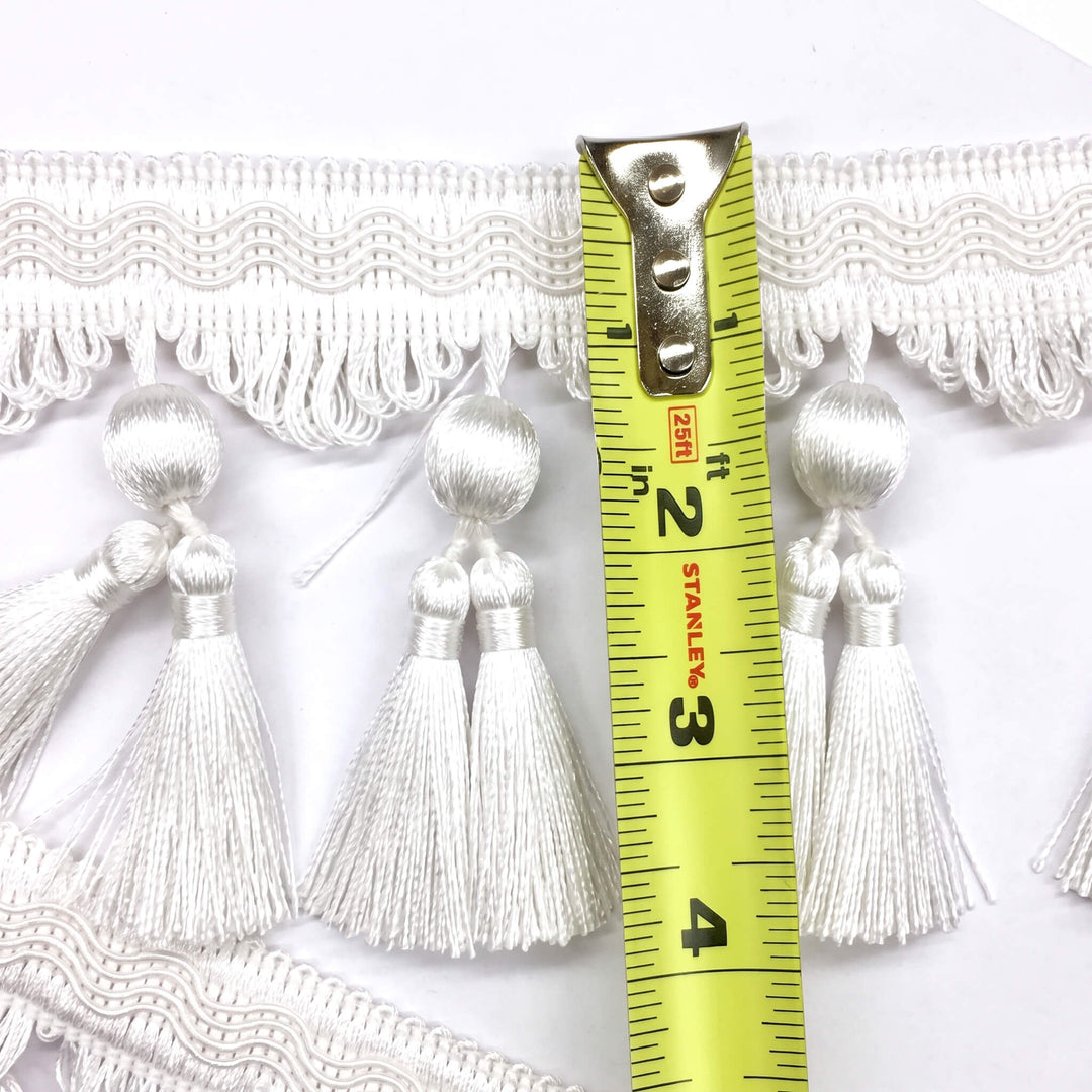 4" Valletta Off-White Tassel Trim Fringe