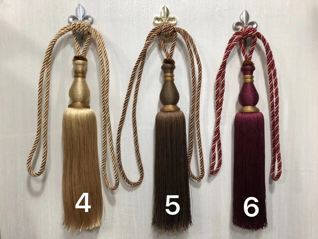 6 COLORS / Pixie Decorative Curtain Drapery Holdback Tieback / PAIR