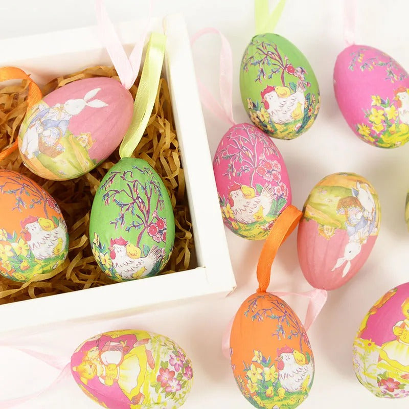 Asherly Easter Painted Foam Eggs Ornaments