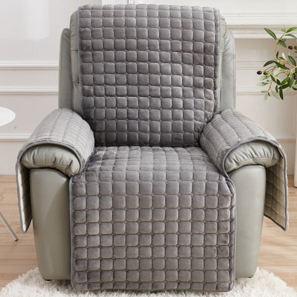 3 COLORS / Block Fleece Quilted Armchair Recliner Cover Couch Protector Sofa Throw For Couches Sectional Slipcover