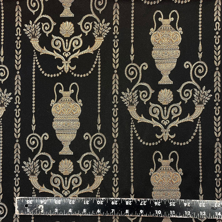 DANTE Black Gold Damask Jacquard Brocade Fabric