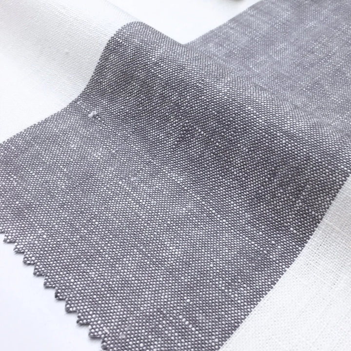 Newport 100% Linen Large Stripe Light Gray Fabric