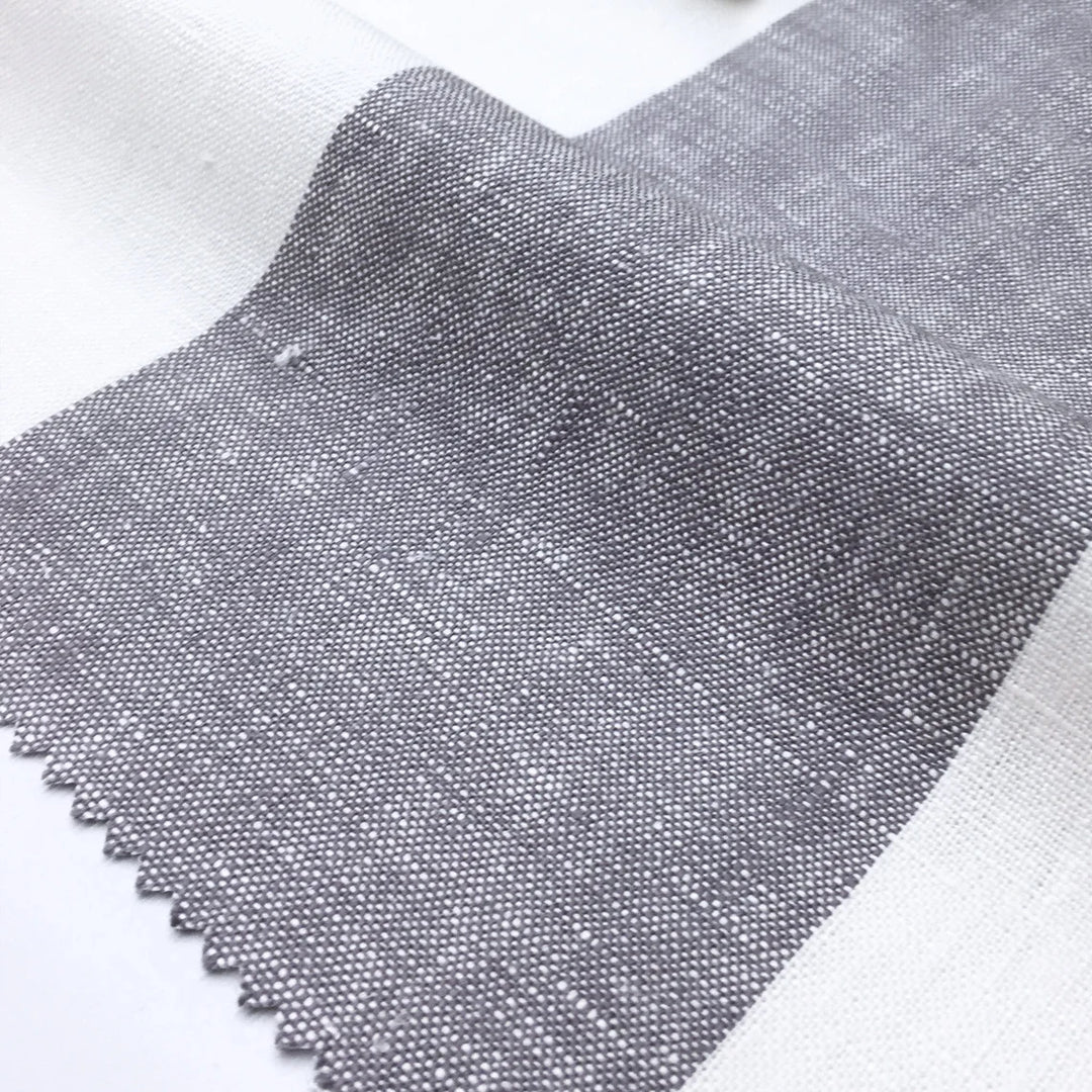 Tessuto Newport 100% lino grigio chiaro a righe larghe 