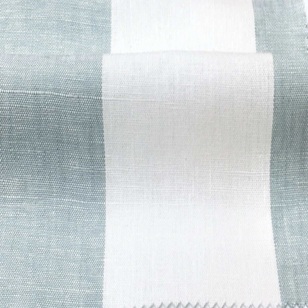 Newport 100% Linen Large Stripe Light Green Fabric