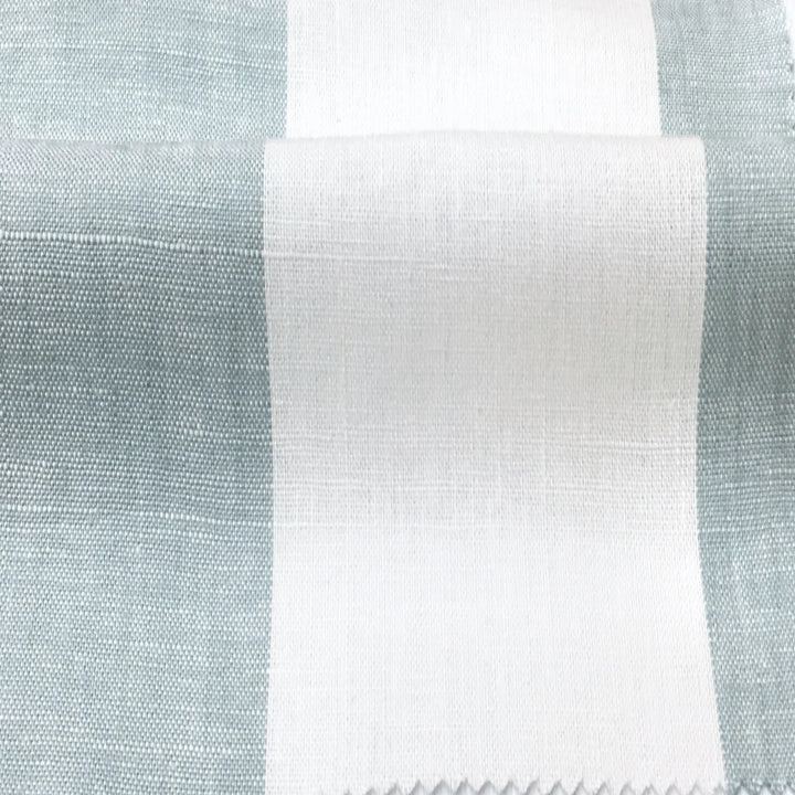 Newport 100% Linen Large Stripe Light Green Fabric