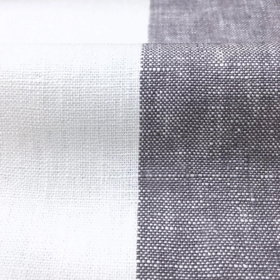 Newport 100% Linen Large Stripe Light Gray Fabric