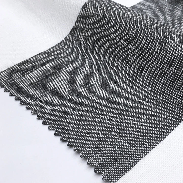 Tessuto Newport 100% lino a righe larghe nero 