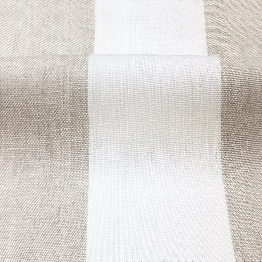 Newport 100% Linen Large Stripe Beige Fabric