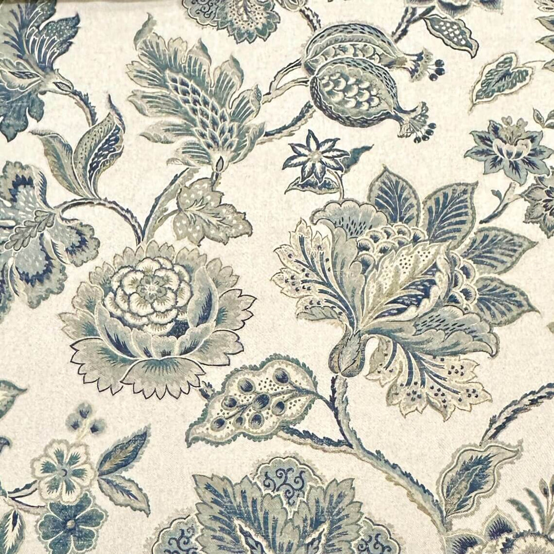 Adelina Flower Denim Cotton Linen Fabric