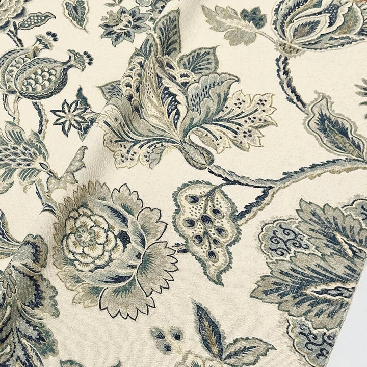 Adelina Flower Denim Cotton Linen Fabric