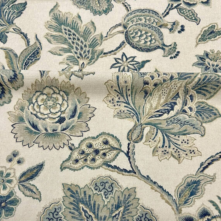 Adelina Flower Denim Cotton Linen Fabric