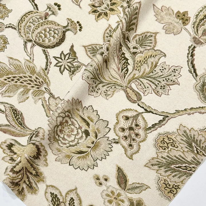 Adelina Flower Sage Cotton Linen Fabric