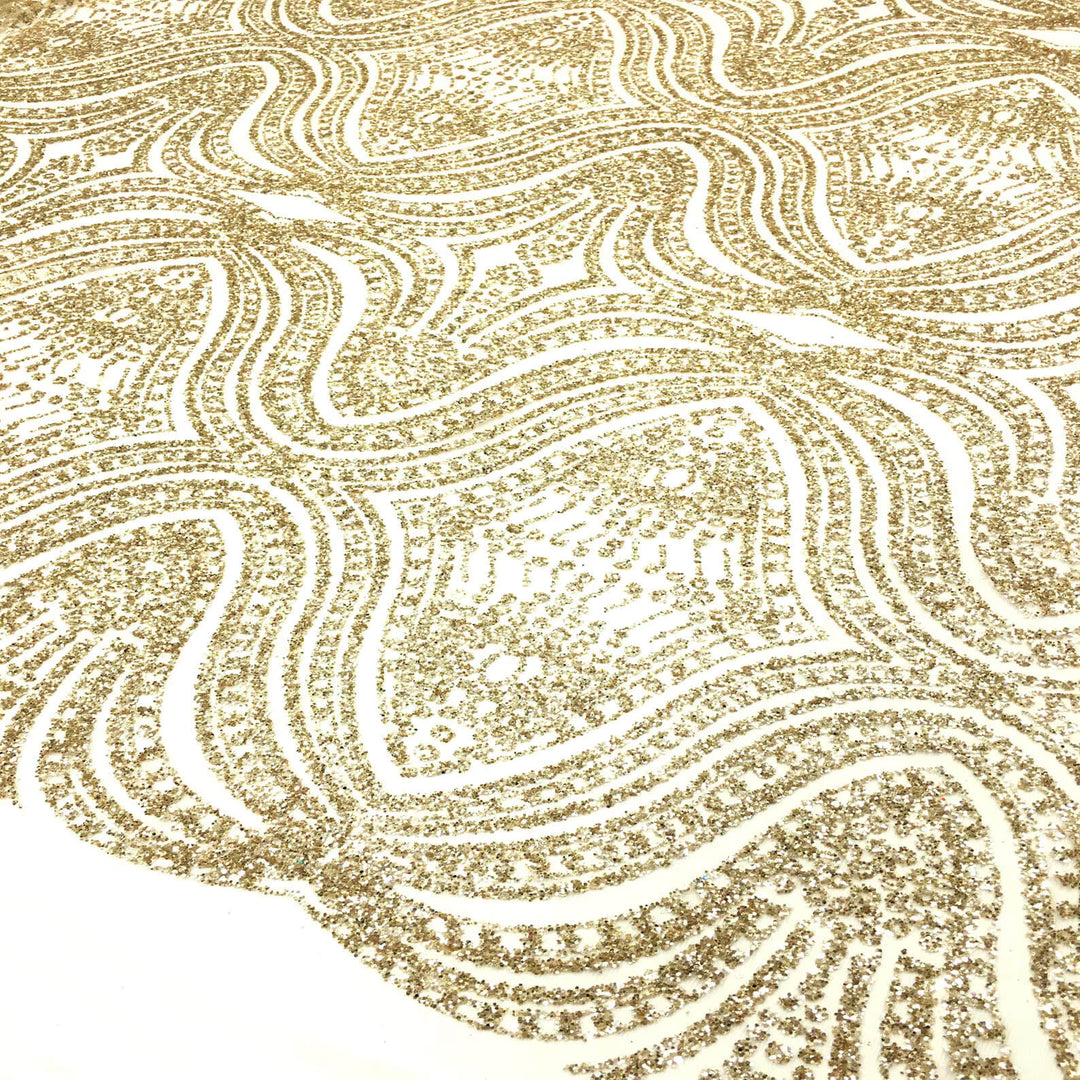 Angelica Metallic SILVER Glitter Embroidery Mesh Lace Fabric / Vendu au mètre 