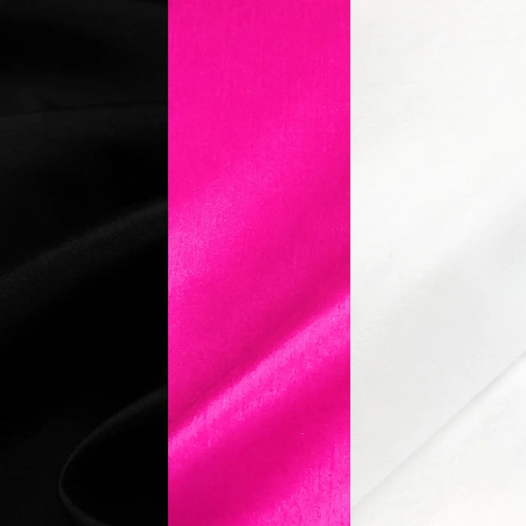 Fuchsia Pink Black White 60" Polyester Shantung Dupioni Silk fabric