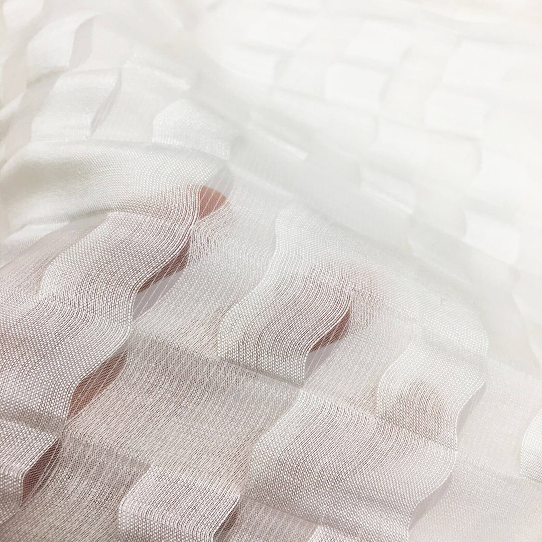Ivory Geometric Open Weave Soft Sheer Fabric/ Curtain, Decor, Upholstery, Costume/Fabric