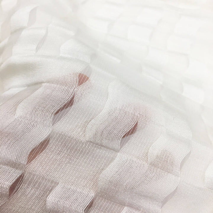 Ivory Geometric Open Weave Soft Sheer Fabric/ Curtain, Decor, Upholstery, Costume/Fabric