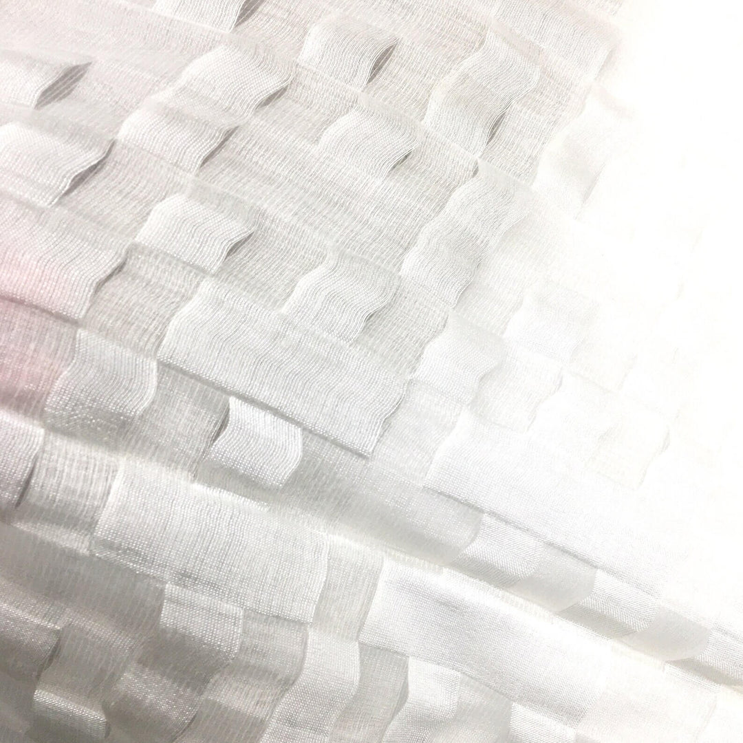 Ivory Geometric Open Weave Soft Sheer Fabric/ Curtain, Decor, Upholstery, Costume/Fabric