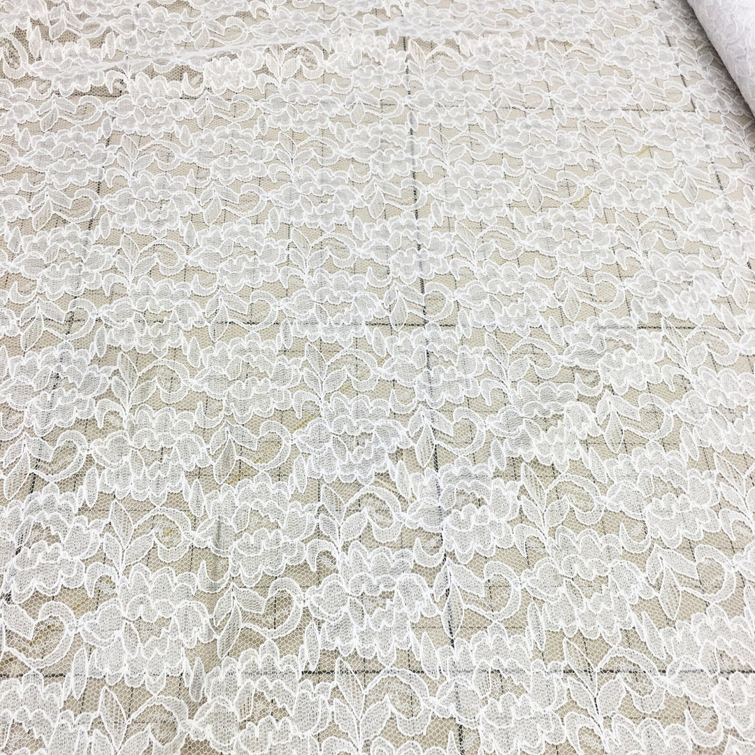 3 YARDS / White Floral Crochet Lace Fabric / Drapery, Curtain, Wedding, Dress