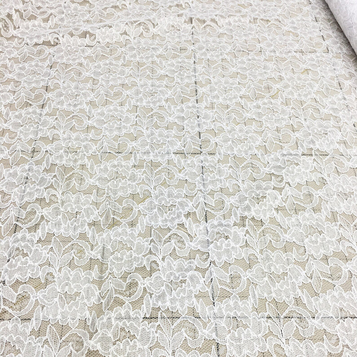 3 YARDS / White Floral Crochet Lace Fabric / Drapery, Curtain, Wedding, Dress
