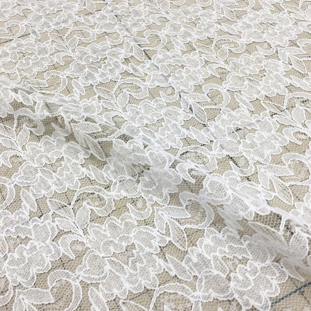 3 YARDS / White Floral Crochet Lace Fabric / Drapery, Curtain, Wedding, Dress