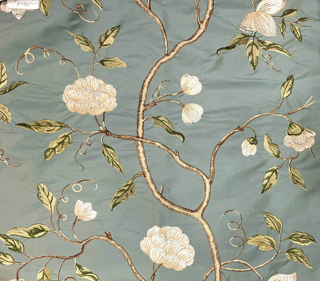 Heavy Embroidered Floral Faux Silk Fabric