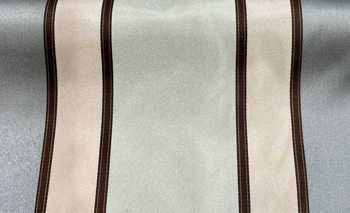 Summer Beach Finta Seta Righe Tessuto Grigio Azzurro