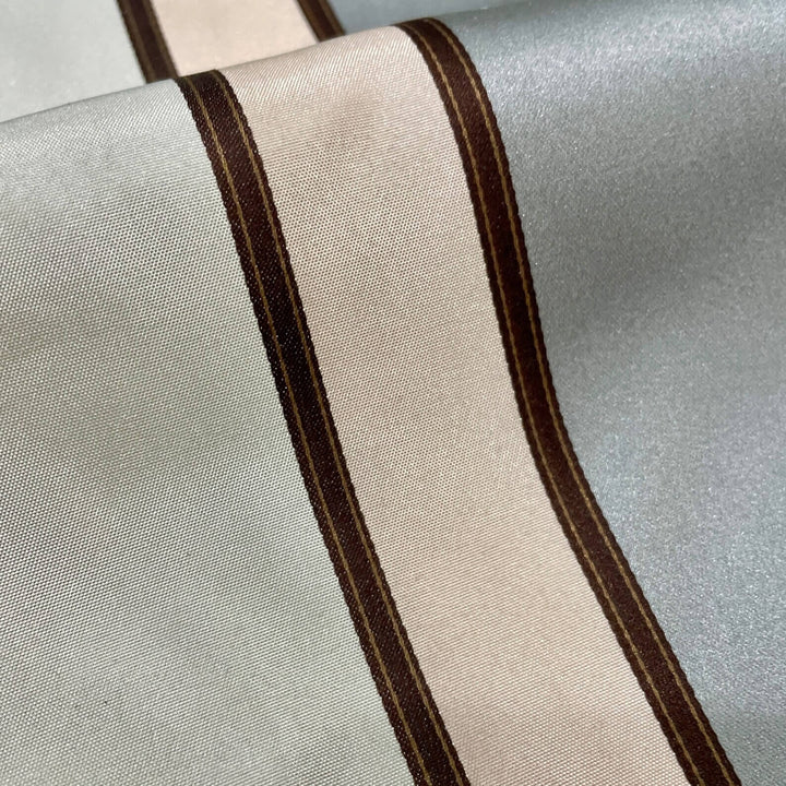 Summer Beach Finta Seta Righe Tessuto Grigio Azzurro