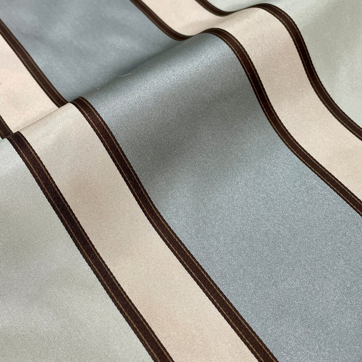 Summer Beach Finta Seta Righe Tessuto Grigio Azzurro