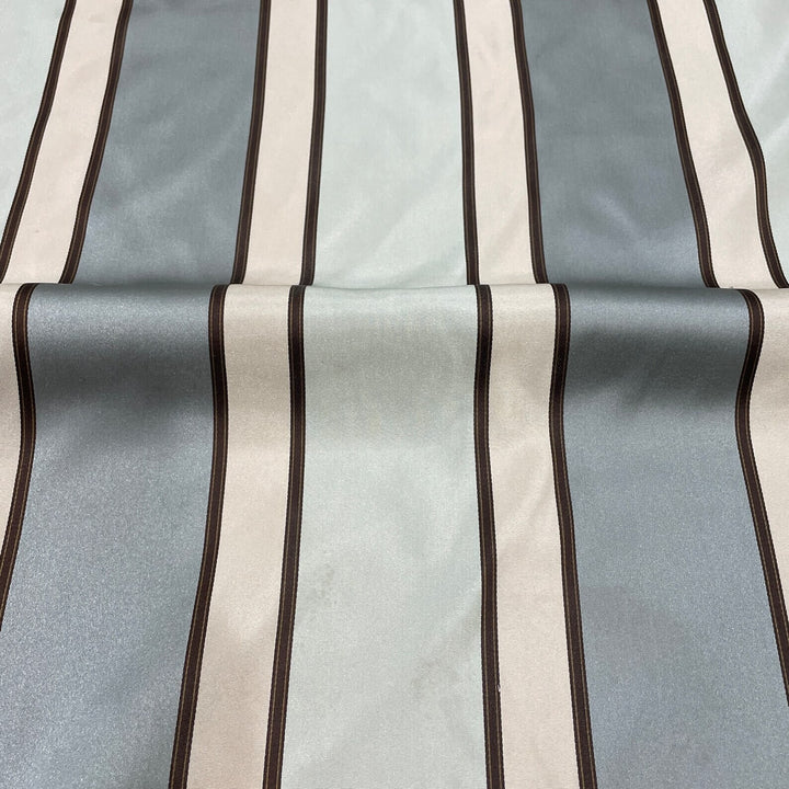 Summer Beach Finta Seta Righe Tessuto Grigio Azzurro