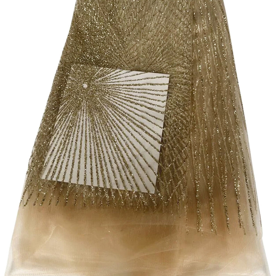 RAFAELA SILVER Glitter Geometric Embroidery Mesh Lace Dress Fabric / Sold by the Yard