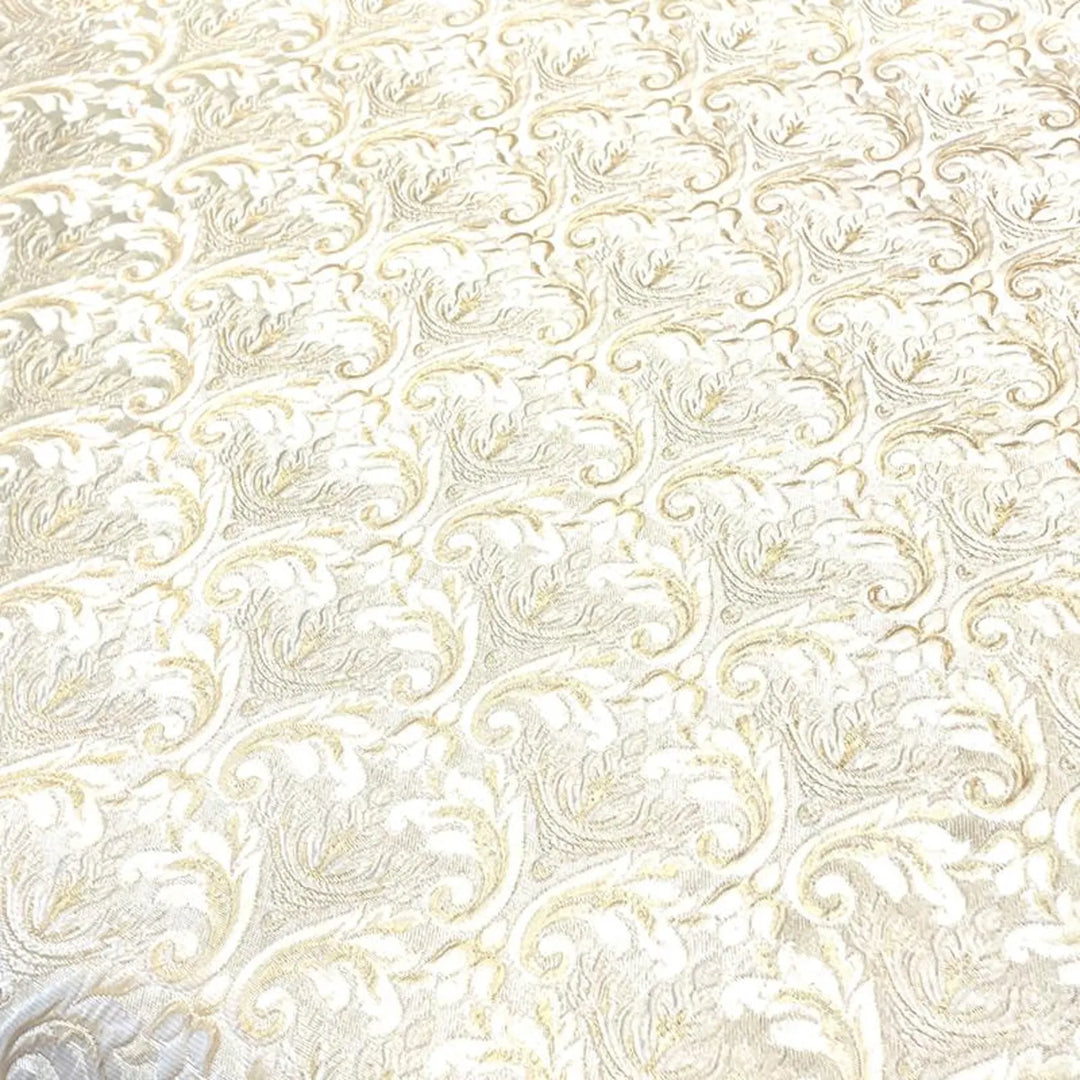 110" Wide CATERINA Ivory Light Gold Damask Brocade Jacquard Fabric