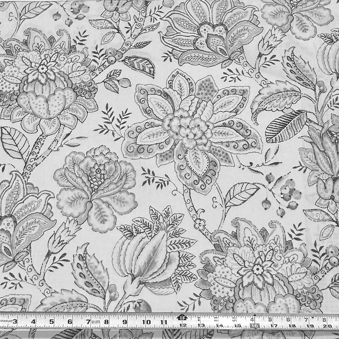 Rosette Beige Ecru Floral 100% Cotton Fabric