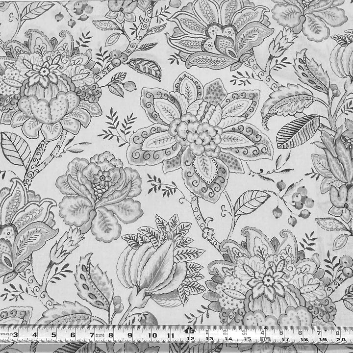 Rosette Beige Ecru Floral 100% Cotton Fabric