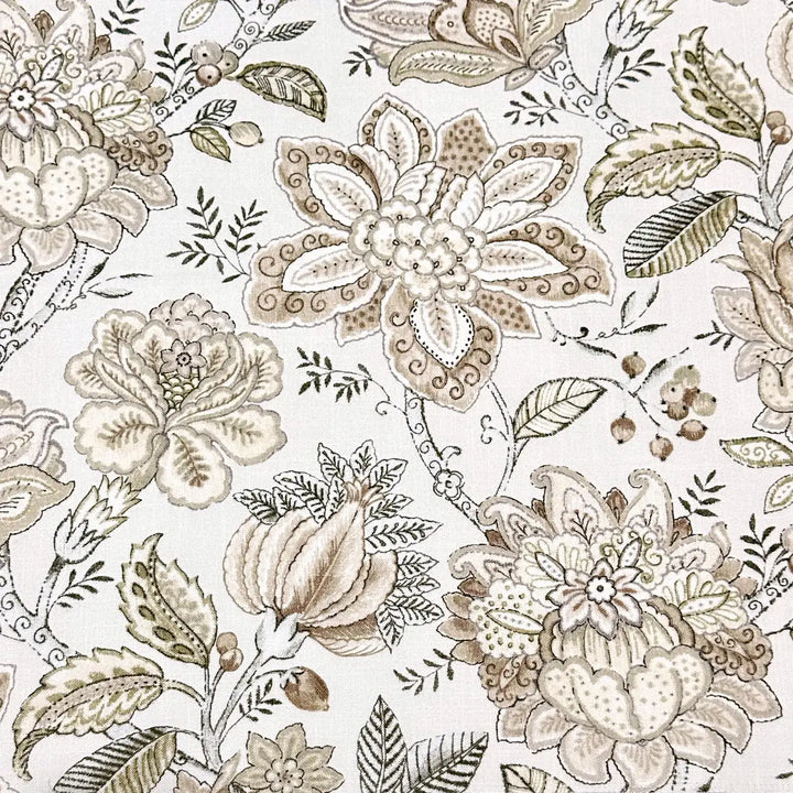 Rosette Beige Brown Floral 100% Cotton Fabric