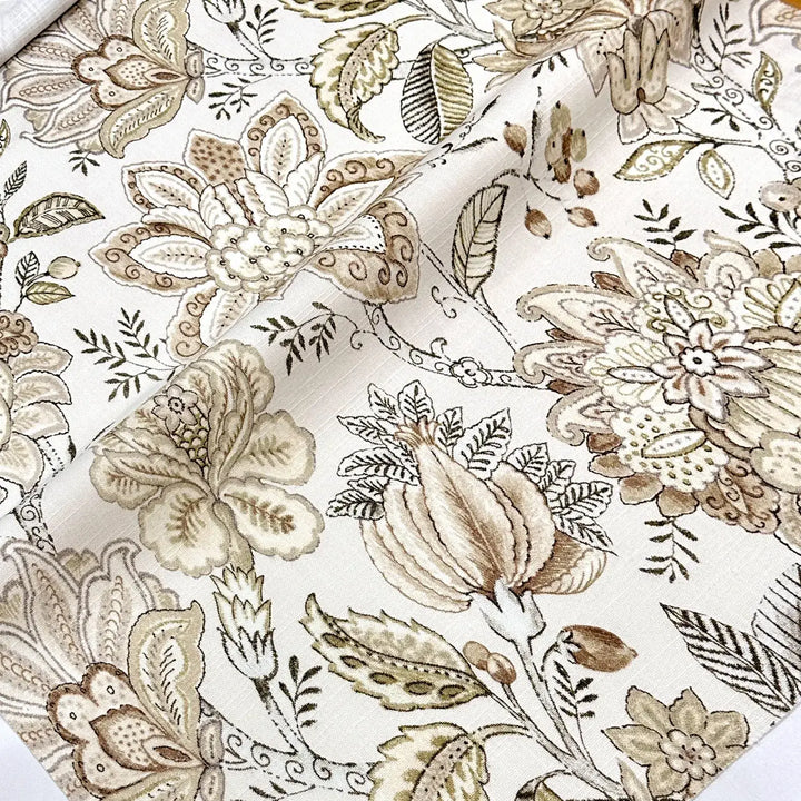 Rosette Beige Brown Floral 100% Cotton Fabric