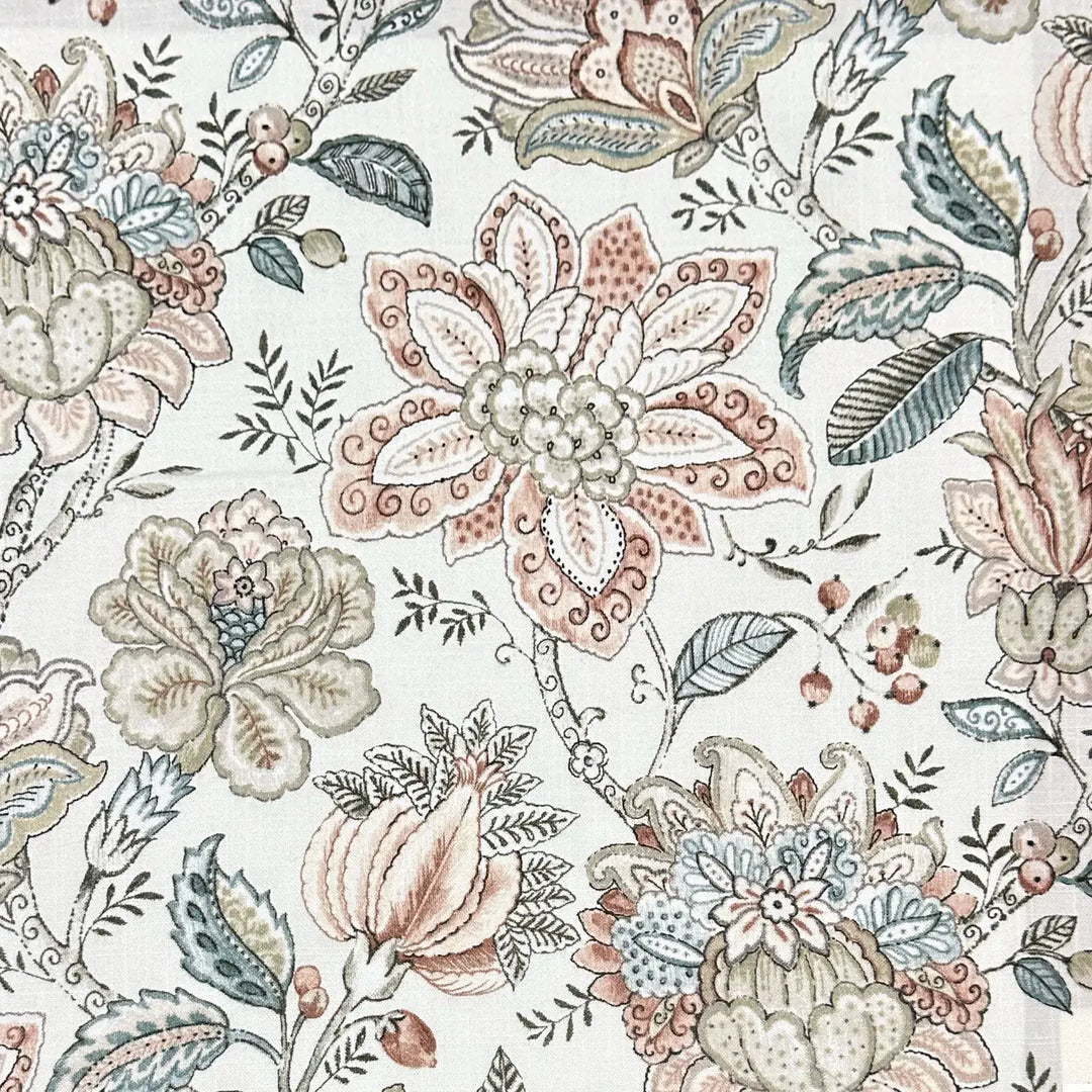 Rosette Beige Ecru Floral 100% Cotton Fabric