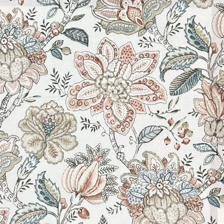 Rosette Beige Ecru Floral 100% Cotton Fabric