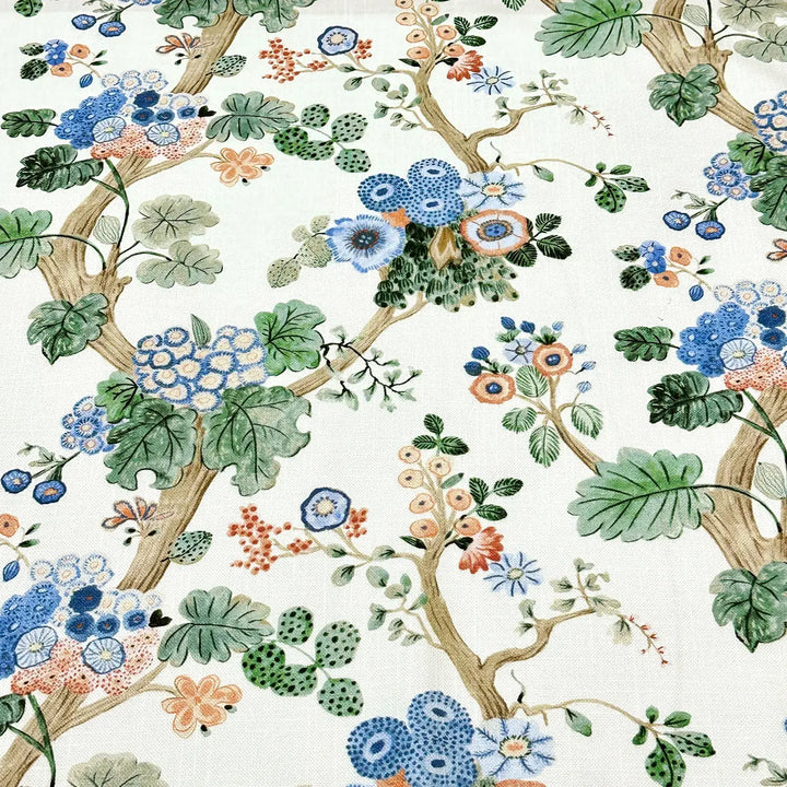 Alice Blue Cornflower Light Yellow Bloom Garden 100% Cotton Fabric