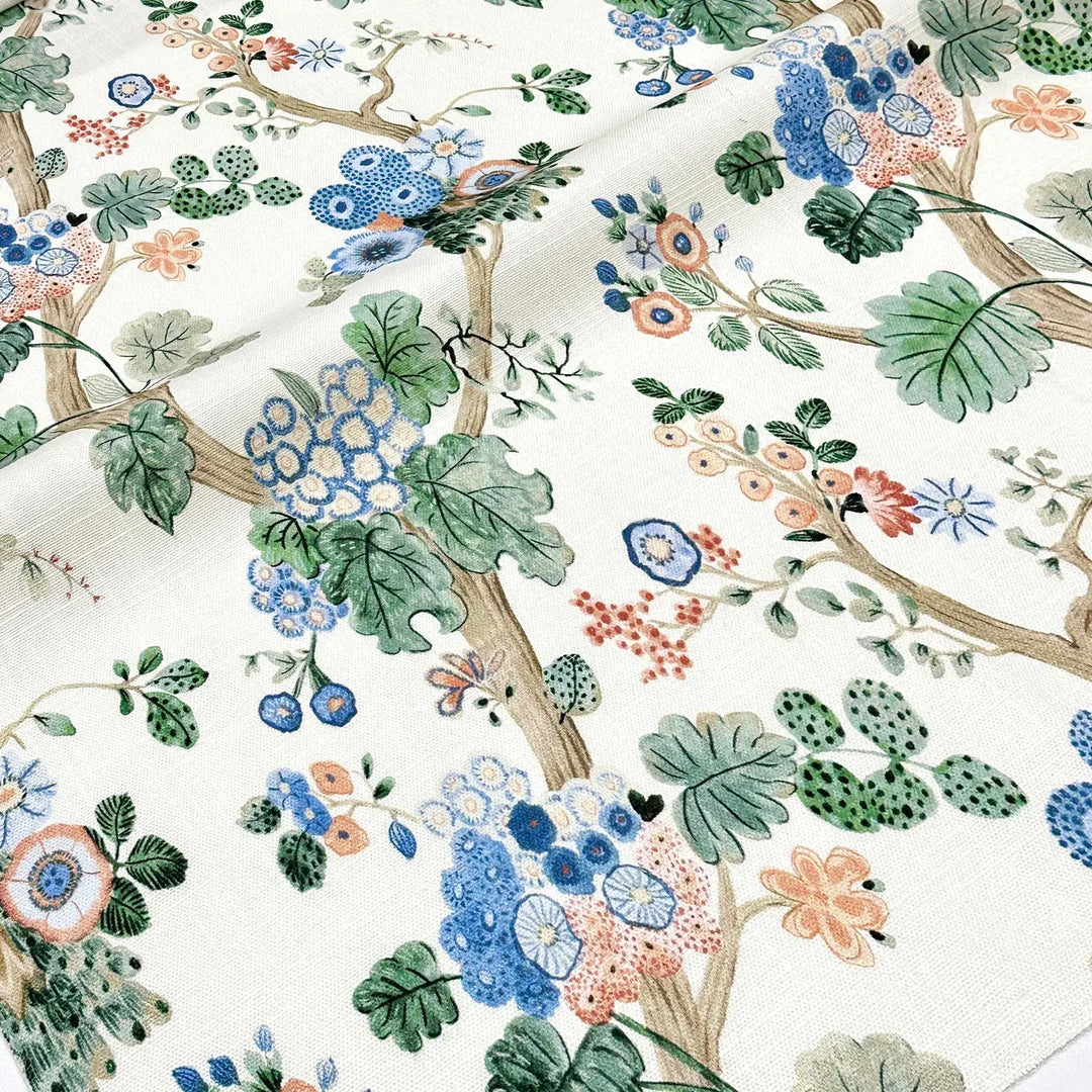 Alice Blue Cornflower Light Yellow Bloom Garden 100% Cotton Fabric