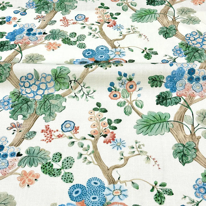 Alice Blue Cornflower Light Yellow Bloom Garden 100% Cotton Fabric