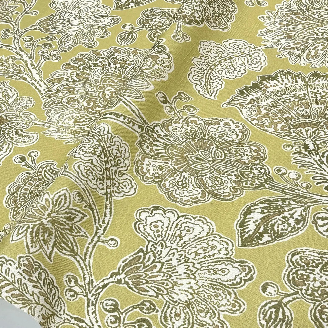 Davinia Bloom Mustard Yellow 100% Cotton Fabric