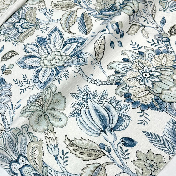 Rosette Blue Beige Floral 100% Cotton Fabric