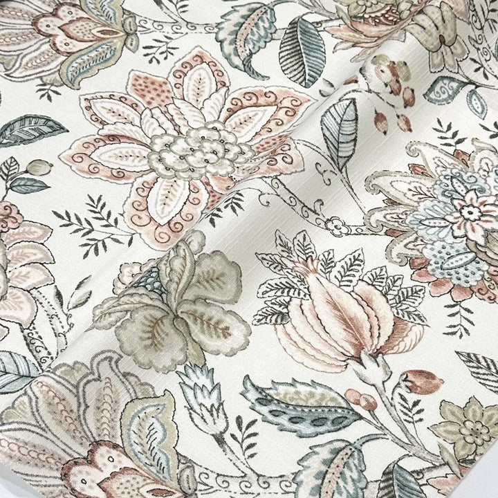 Rosette Beige Ecru Floral 100% Cotton Fabric